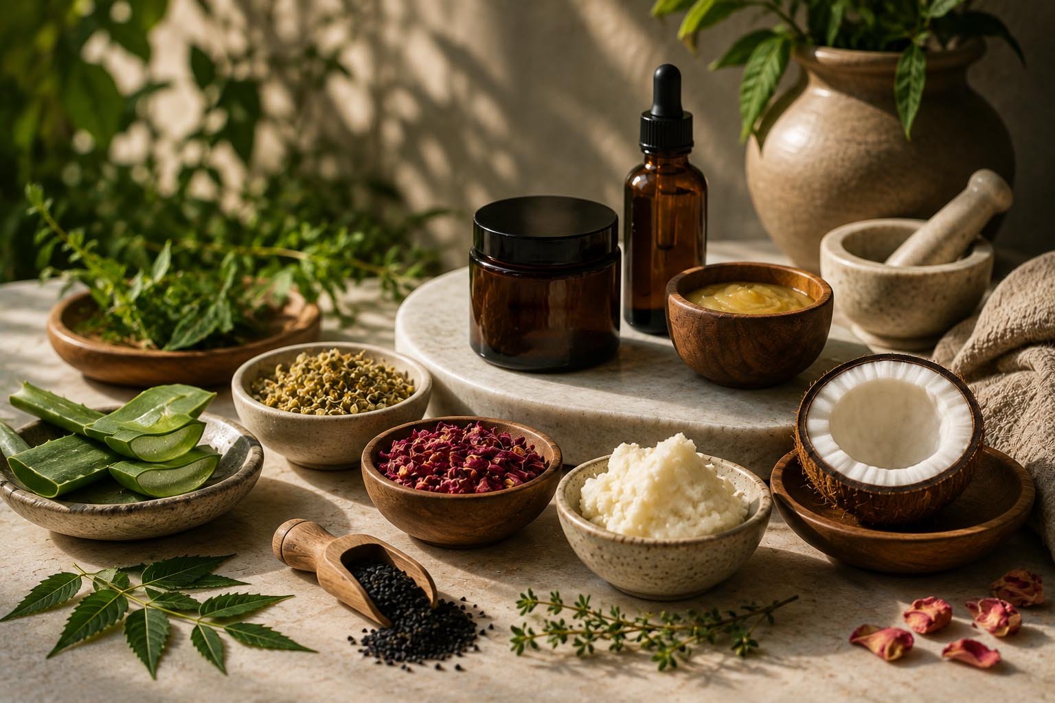 Pure natural botanical ingredients prepared for GullBee products